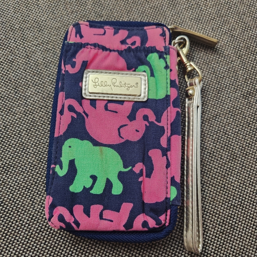 Lilly Pulitzer Elephant Print ID holder wallet wristlet.